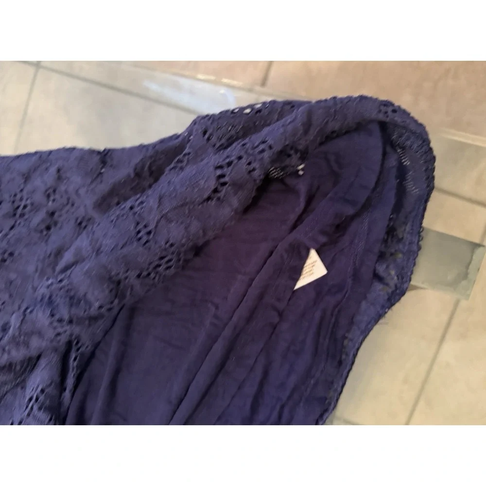 Free People Lace Mini Dress Womens XS Purple 3/4 Sleeve Scoop Neck Boho Floral
